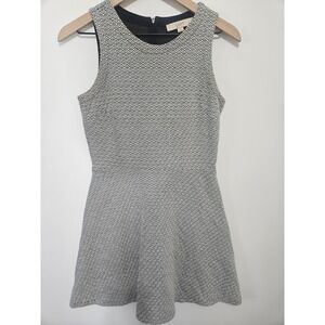 Ann Taylor LOFT Black White Geometric Diamond Flare Dress Petite 2P Sleeveless